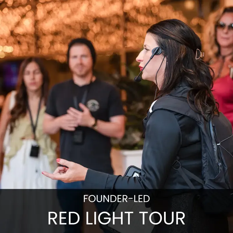 Red Light District history presentation set up for a private event