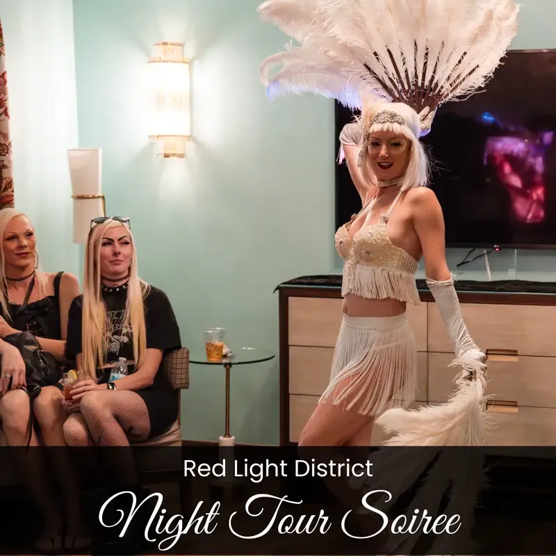 Guests enjoying an evening Red Light District soiree tour