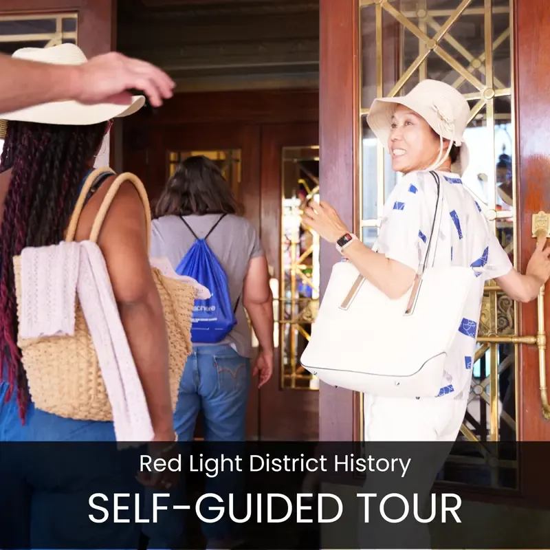 Phone app guiding a self-guided Red Light District tour