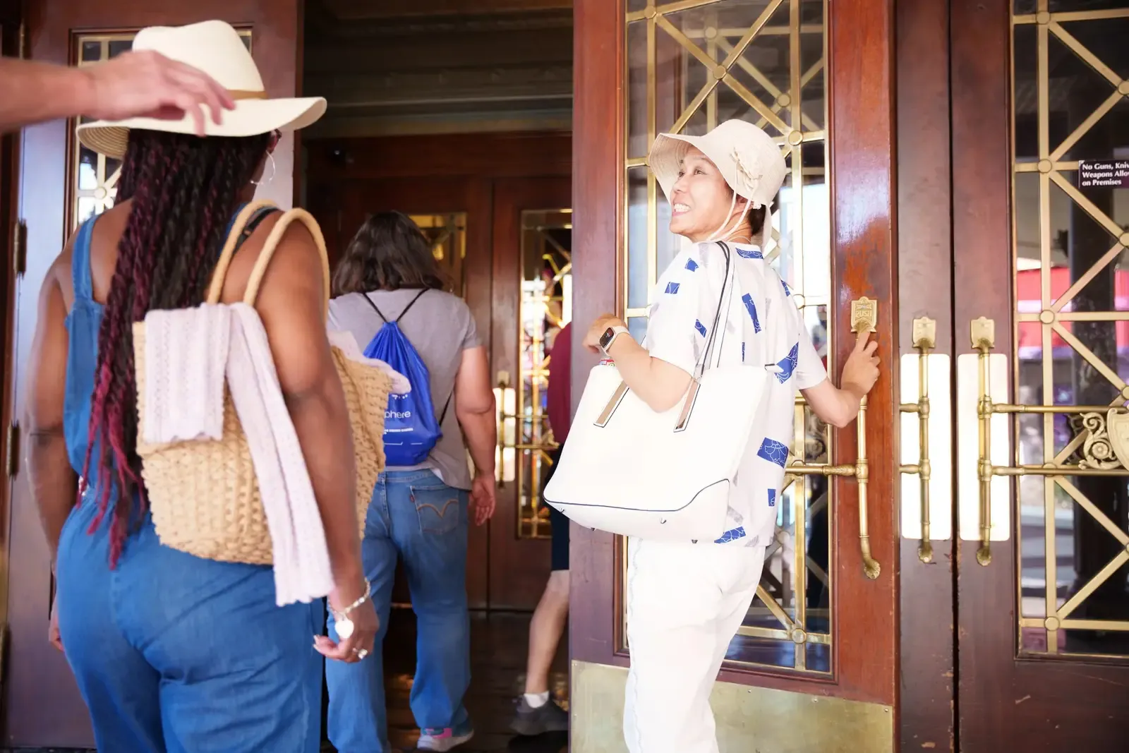Guests arriving at a historic downtown Las Vegas casino entrance